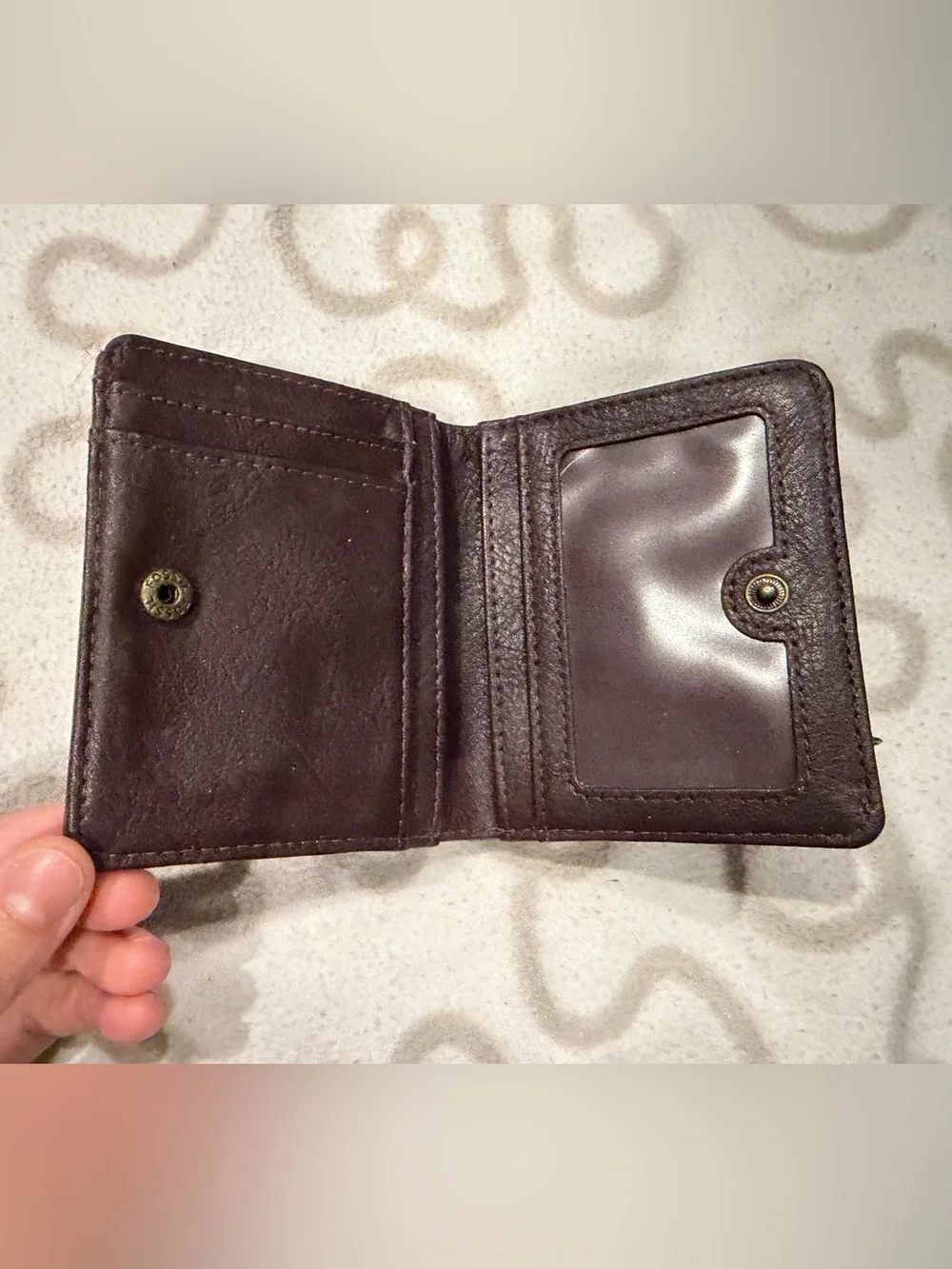 Fossil Purple Wallet with White Heart Print